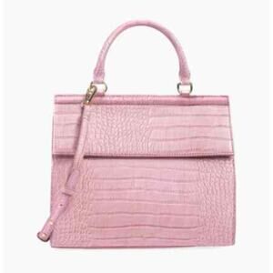 Elegant Pink Crocodile-Embossed Shoulder Bag